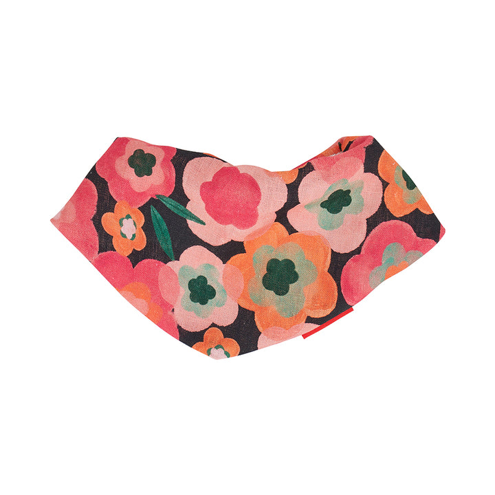 Midnight blooms baby bib in linen