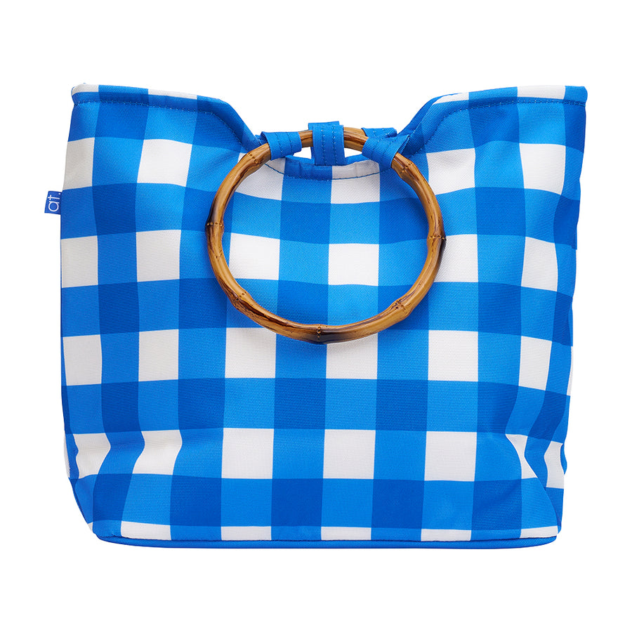 Insulated Tote - cobalt check