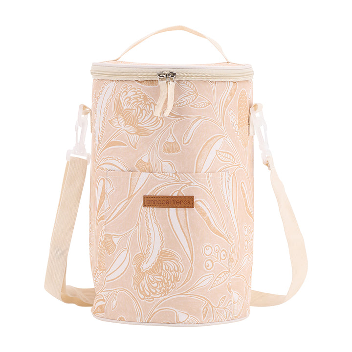 Annabel Trends Picnic Cooler barrel bag in Trailing Natives Tan