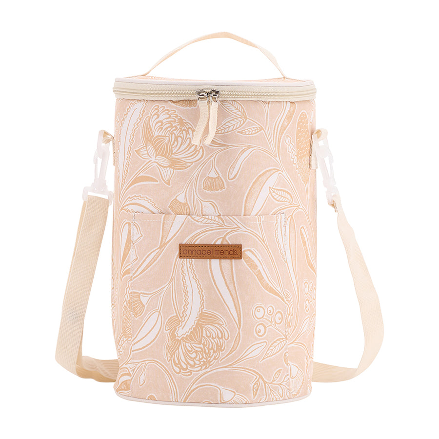 Annabel Trends Picnic Cooler barrel bag in Trailing Natives Tan