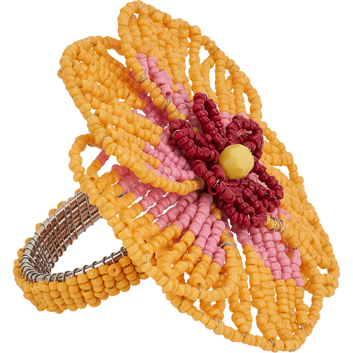Beaded napkin ring in yellow