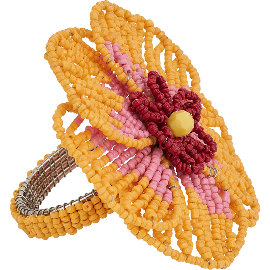 Beaded napkin ring in yellow