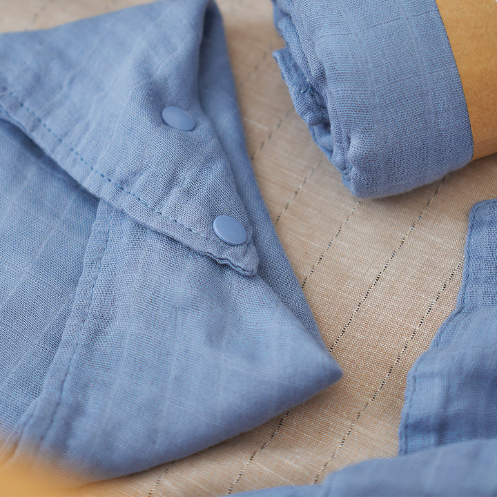 muslin baby bib blue