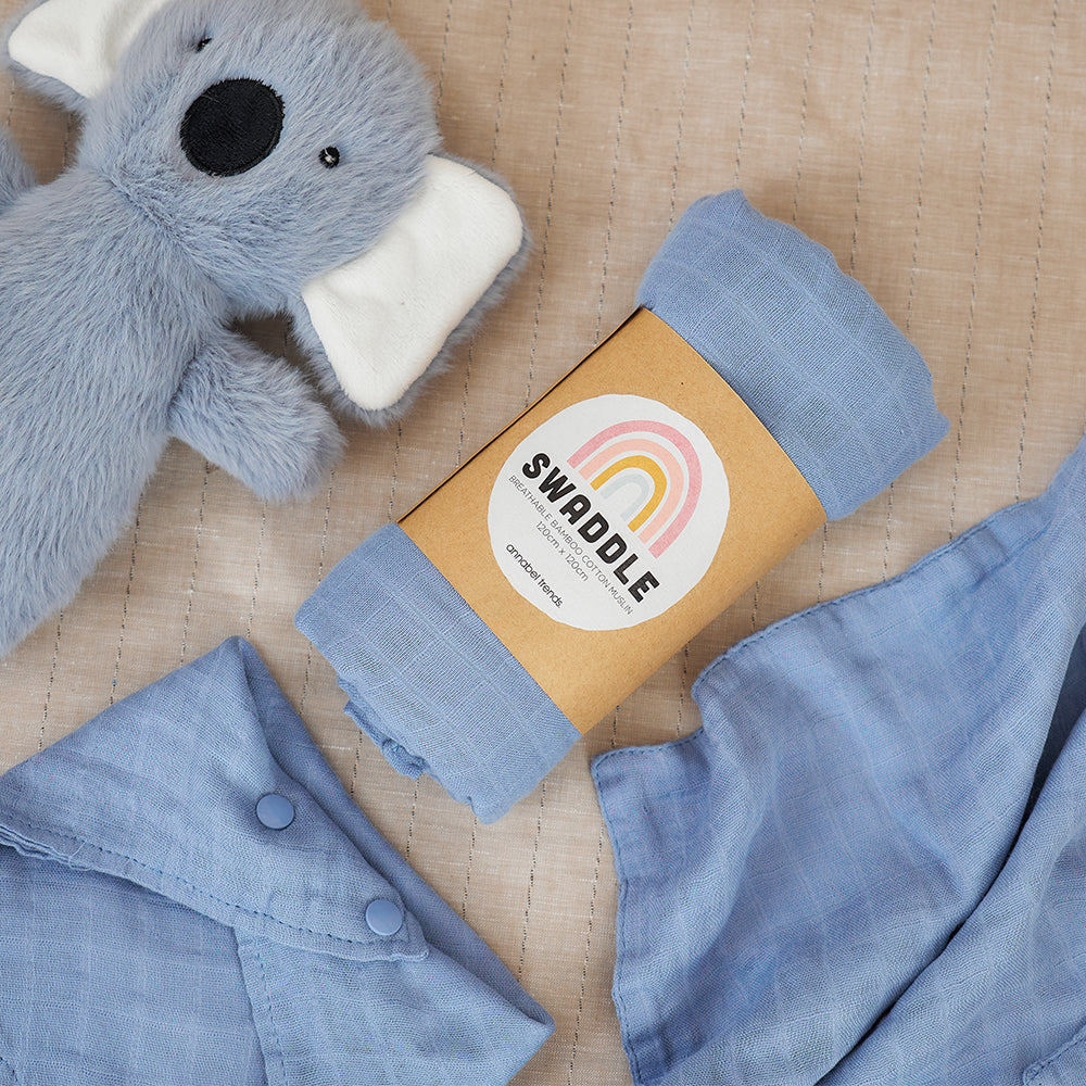 Muslin Swaddle - blue