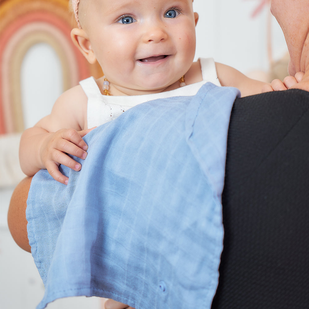 muslin security blanket in blue