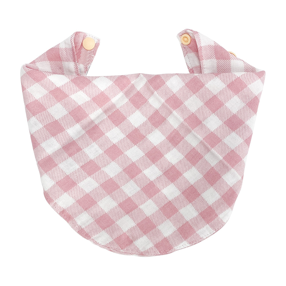 gingham pink clay - muslin bib