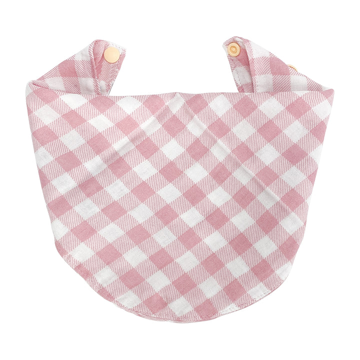 gingham pink clay - muslin bib