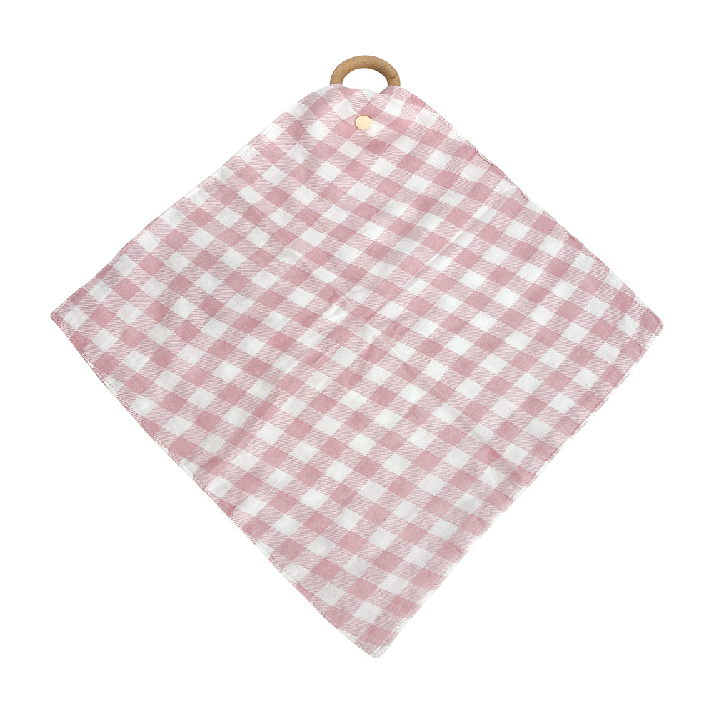 gingham pink clay - muslin bib