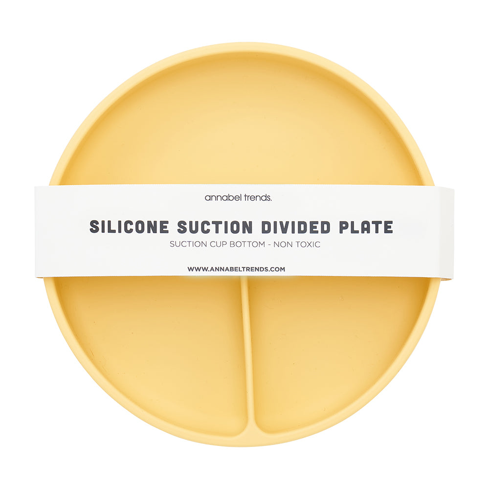 Silcone Suction divided plate - lemon