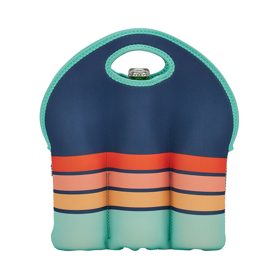 6 pack carrier neoprene cooler - navy sunrise