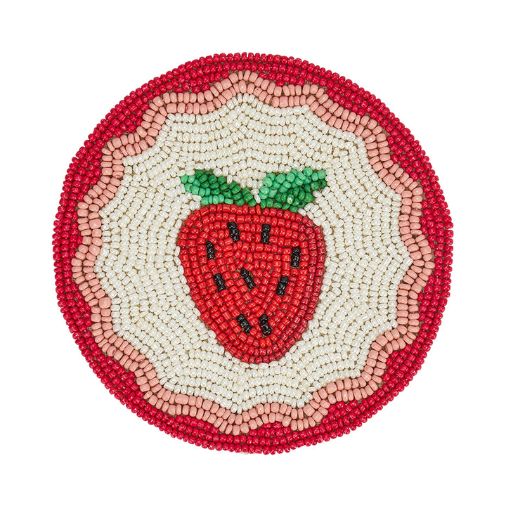 Beaded Coaster-  Strawberry