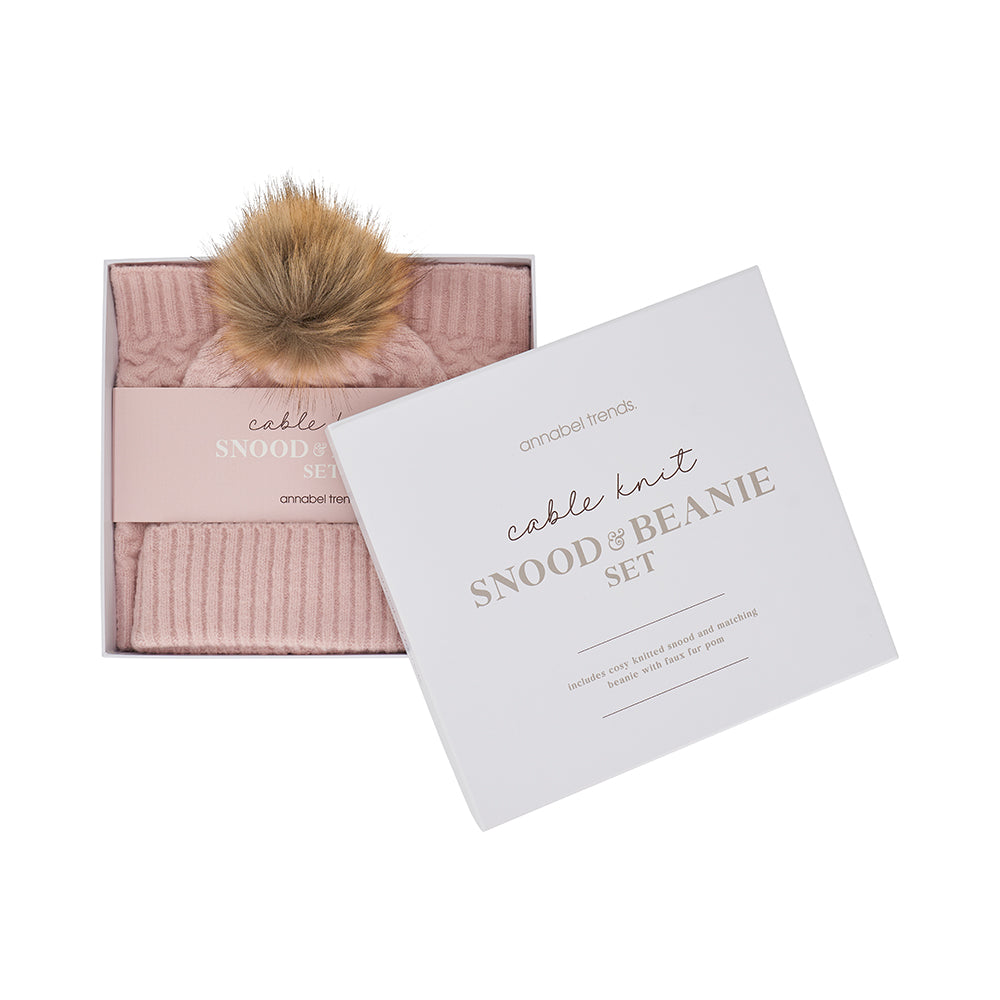 Snood and beanie set - pink