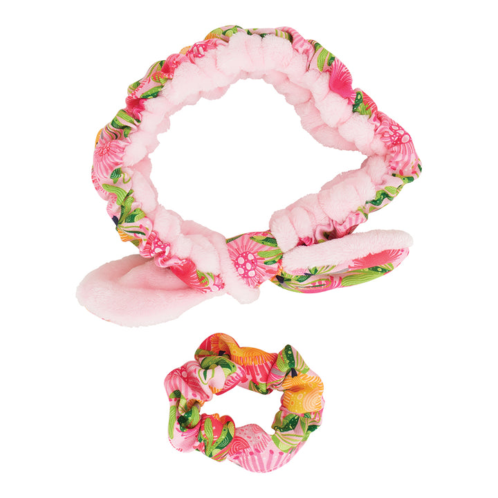 Headband and scrunchie set - Pink Banksia