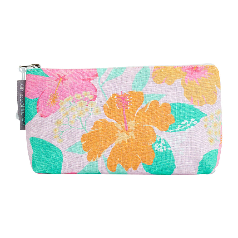 Cosmetic Bag - Linen - Small - Hibiscus