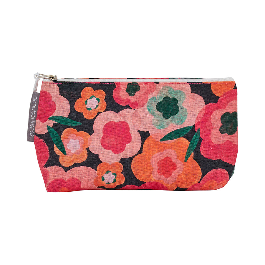 large Cosmetic bag linen - midnight blooms