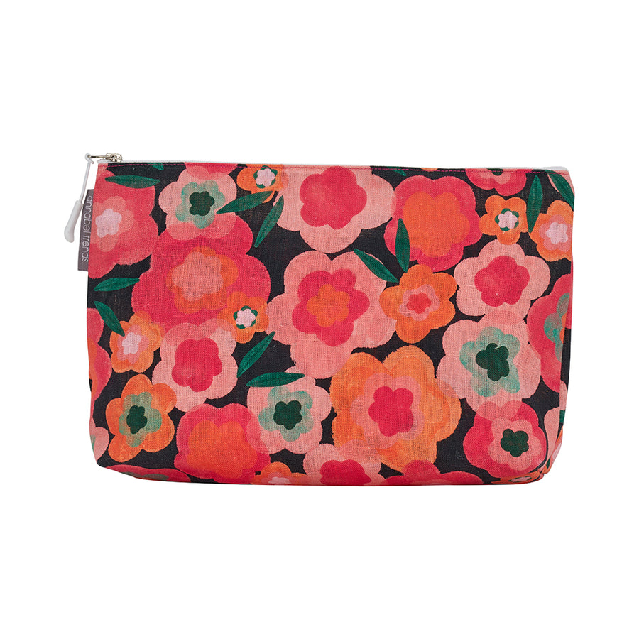 small Cosmetic bag linen - midnight blooms