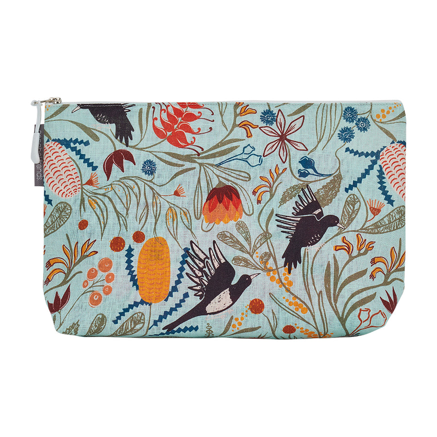 Magpie floral linen large cosmetic bag