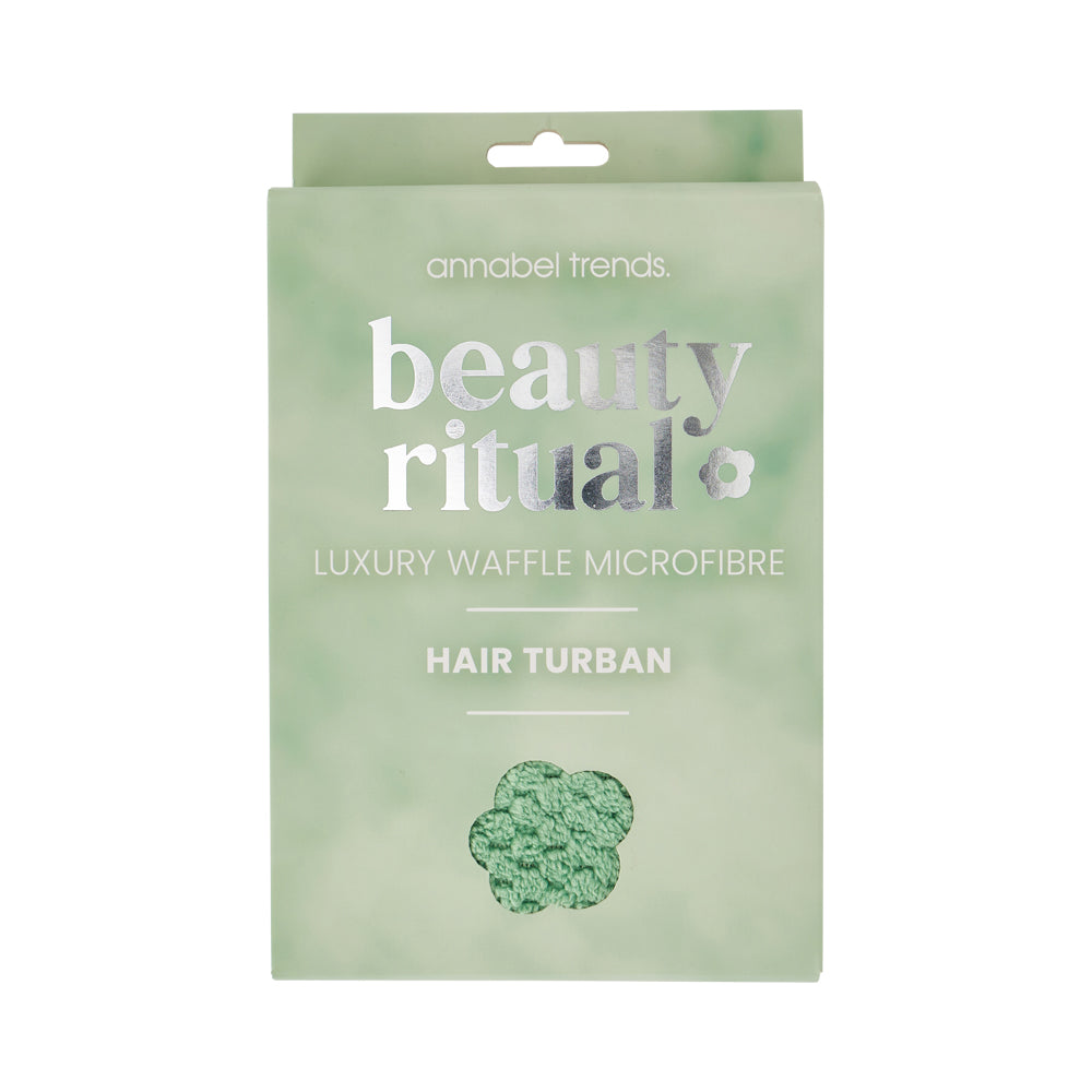 Beauty Ritual Waffle Hair turban Towel - moss