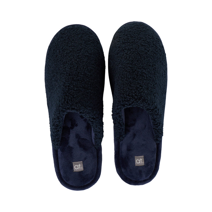 Mens sherpa lined slippers in Navy