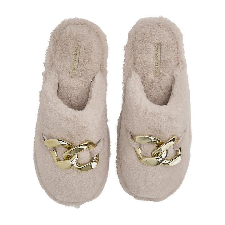 Taupe Luxe Mule Slippers