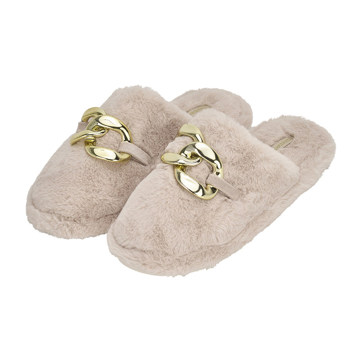 Taupe Luxe Mule Slippers