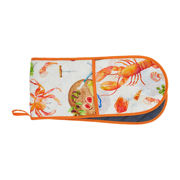 Double Oven Mitt - Linen - Seafood Multi