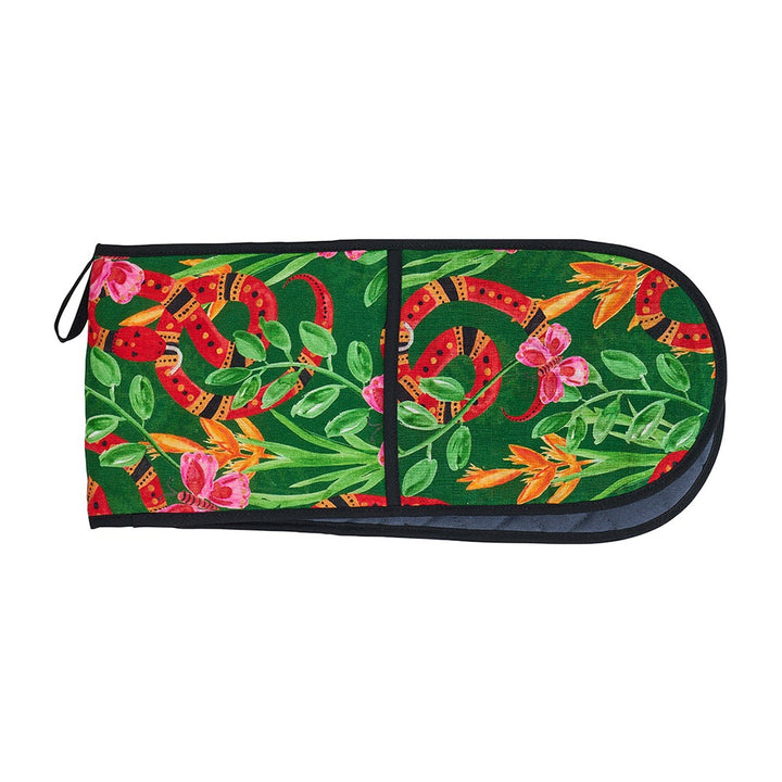 jungle snake design - linen double oven mitt