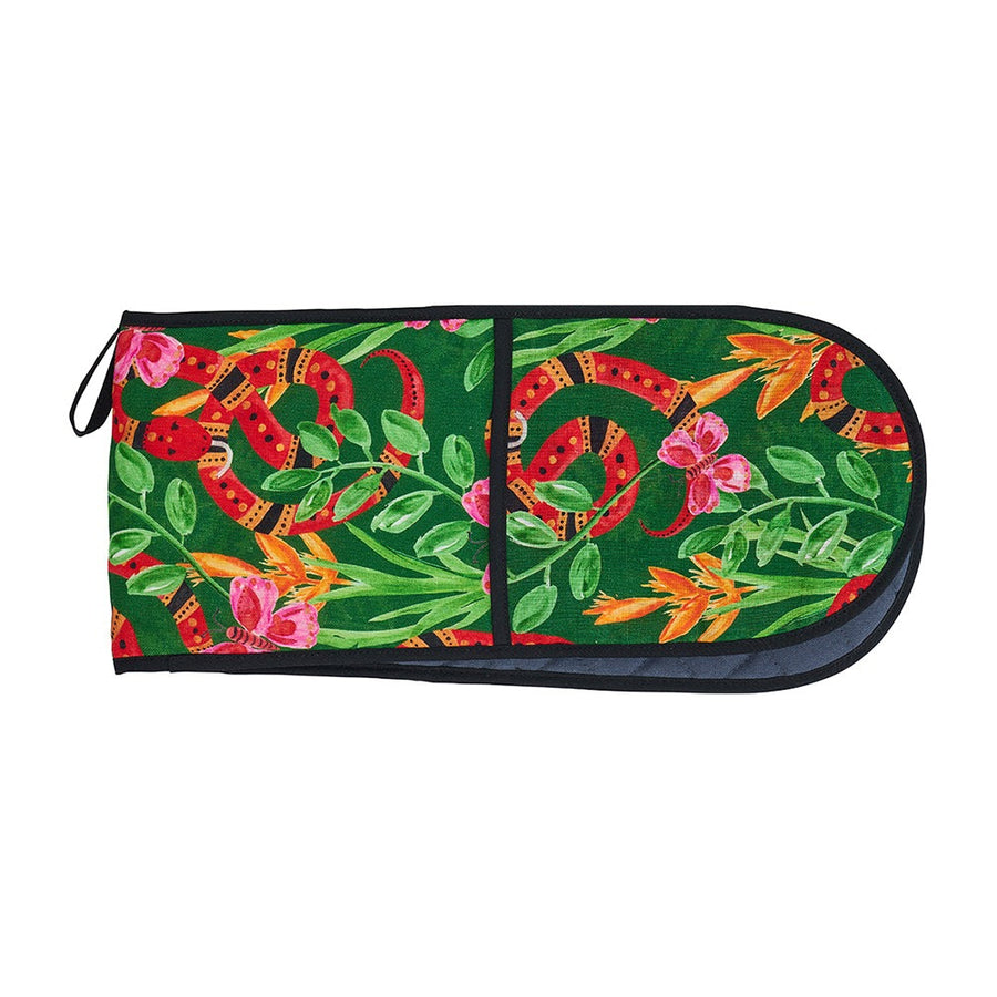 jungle snake design - linen double oven mitt