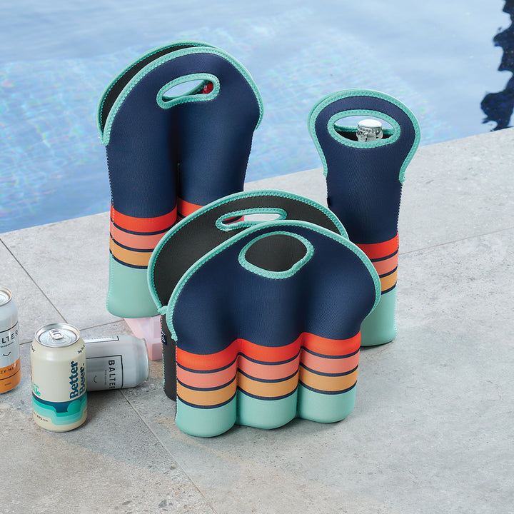 Annabel Trends Neoprene 6 pack carrier and bottle bags - Navy Sunrise