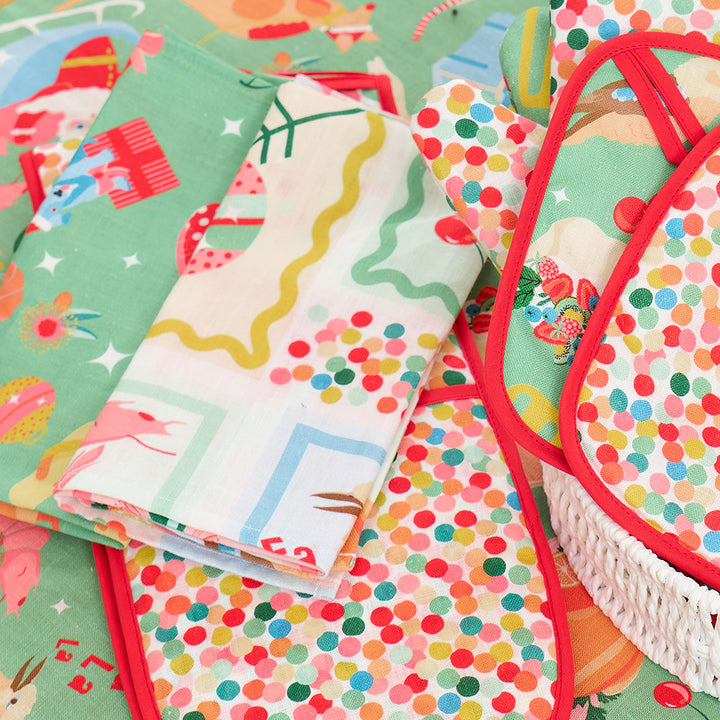 Christmas Holiday - Apron - Holiday Green - Napkins - Tablecloth - tea towel - stockings