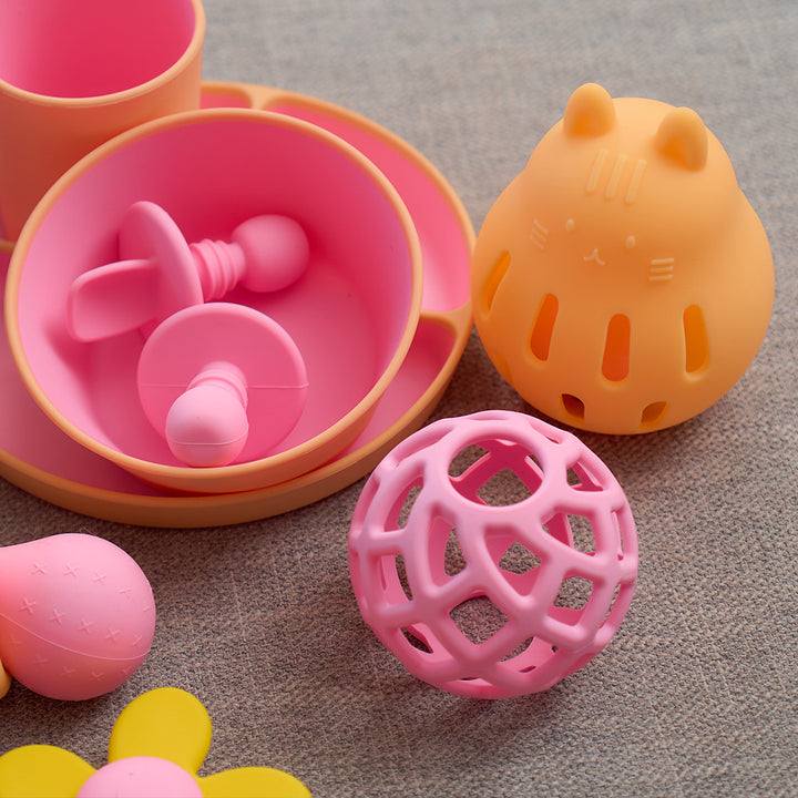 Annabel Trends - Silicone Roly Rattle - Bear - cat - yellow - Bath toys - Roly poly