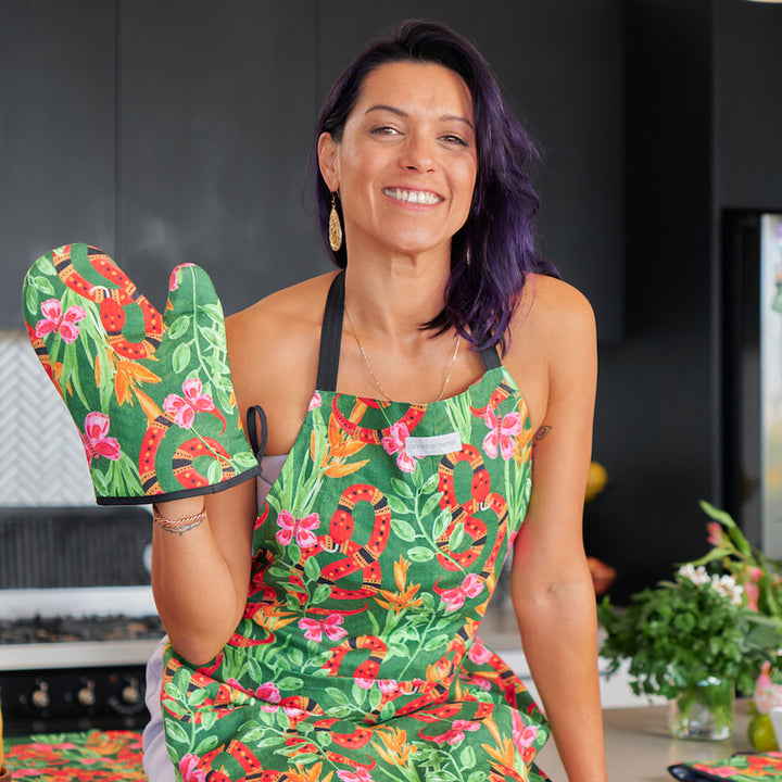 Oven Mitt - Single - Linen - Jungle Snake