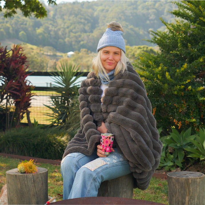 Annabel Trends Ribbed Faux Fur Throw