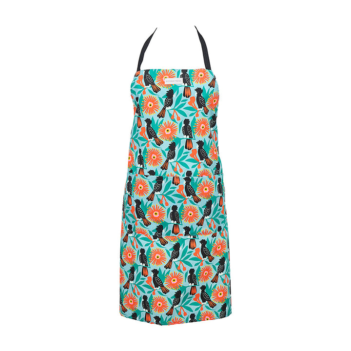 Annabel Trends cotton apron in Black Cockatoo
