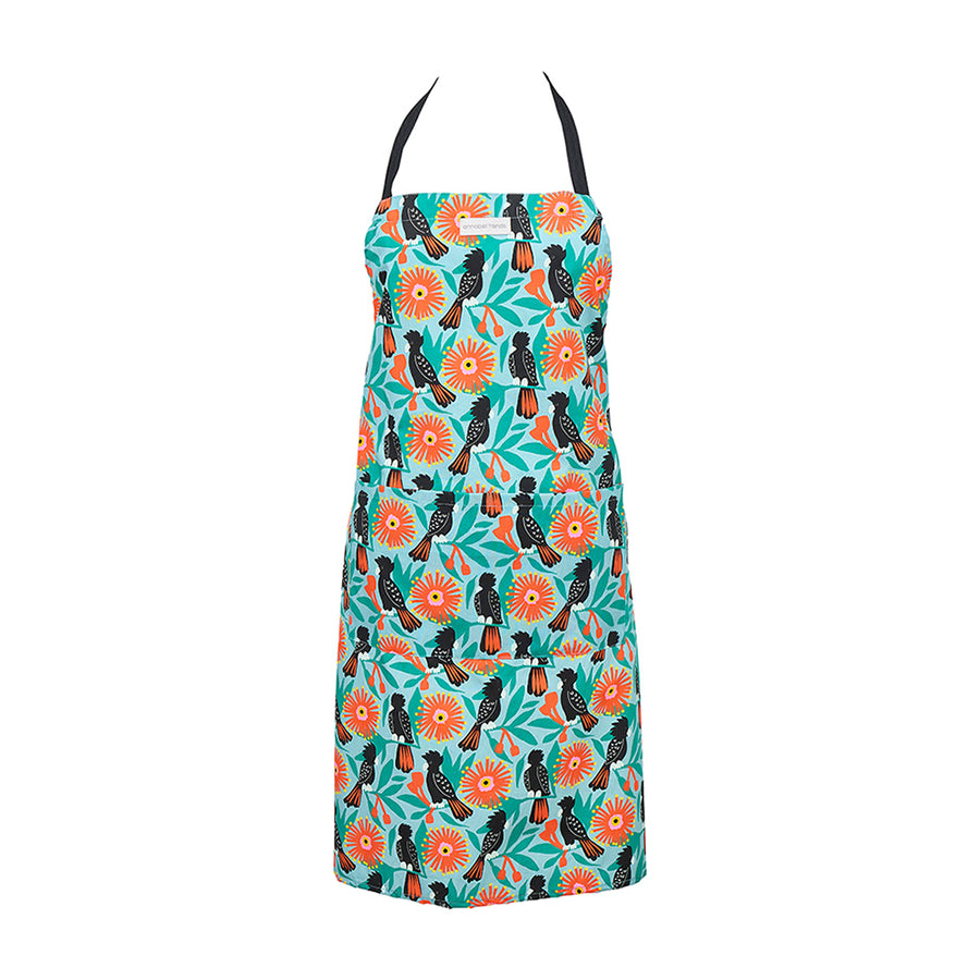 Annabel Trends cotton apron in Black Cockatoo