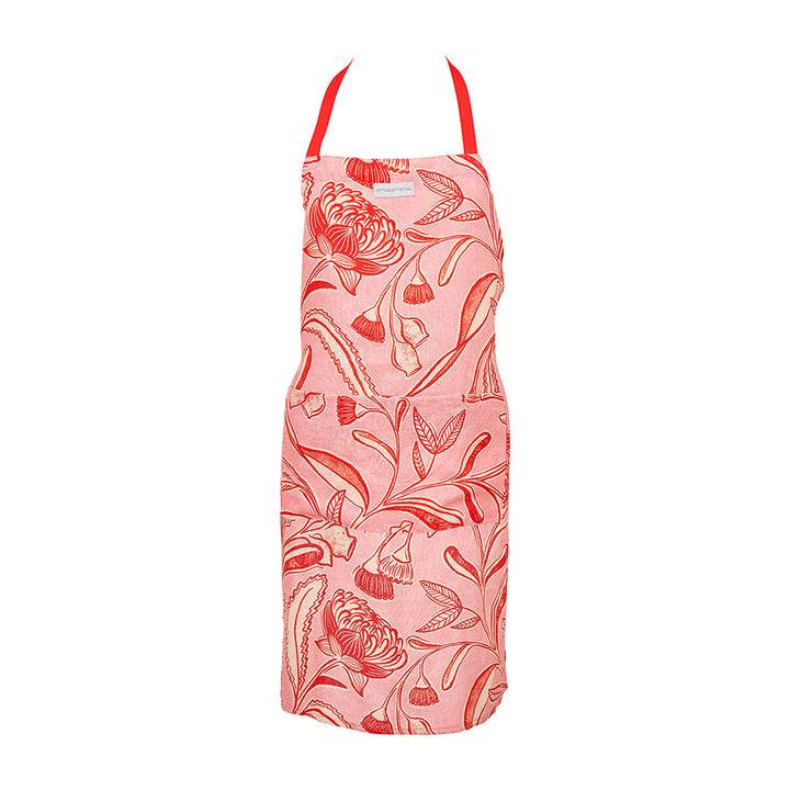 Annabel Trends Linen apron in trailing natives red
