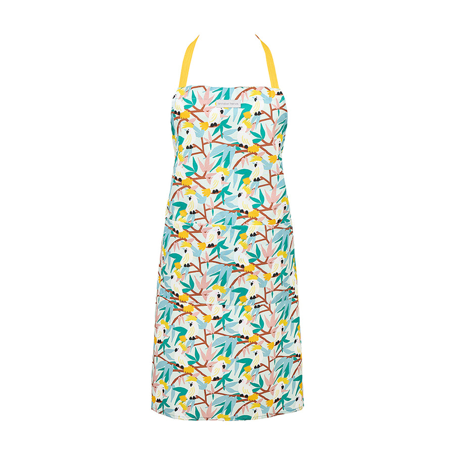Annabel Trends cotton apron in White Cockatoo