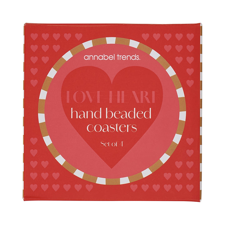 heart beaded coasters pink red hearts