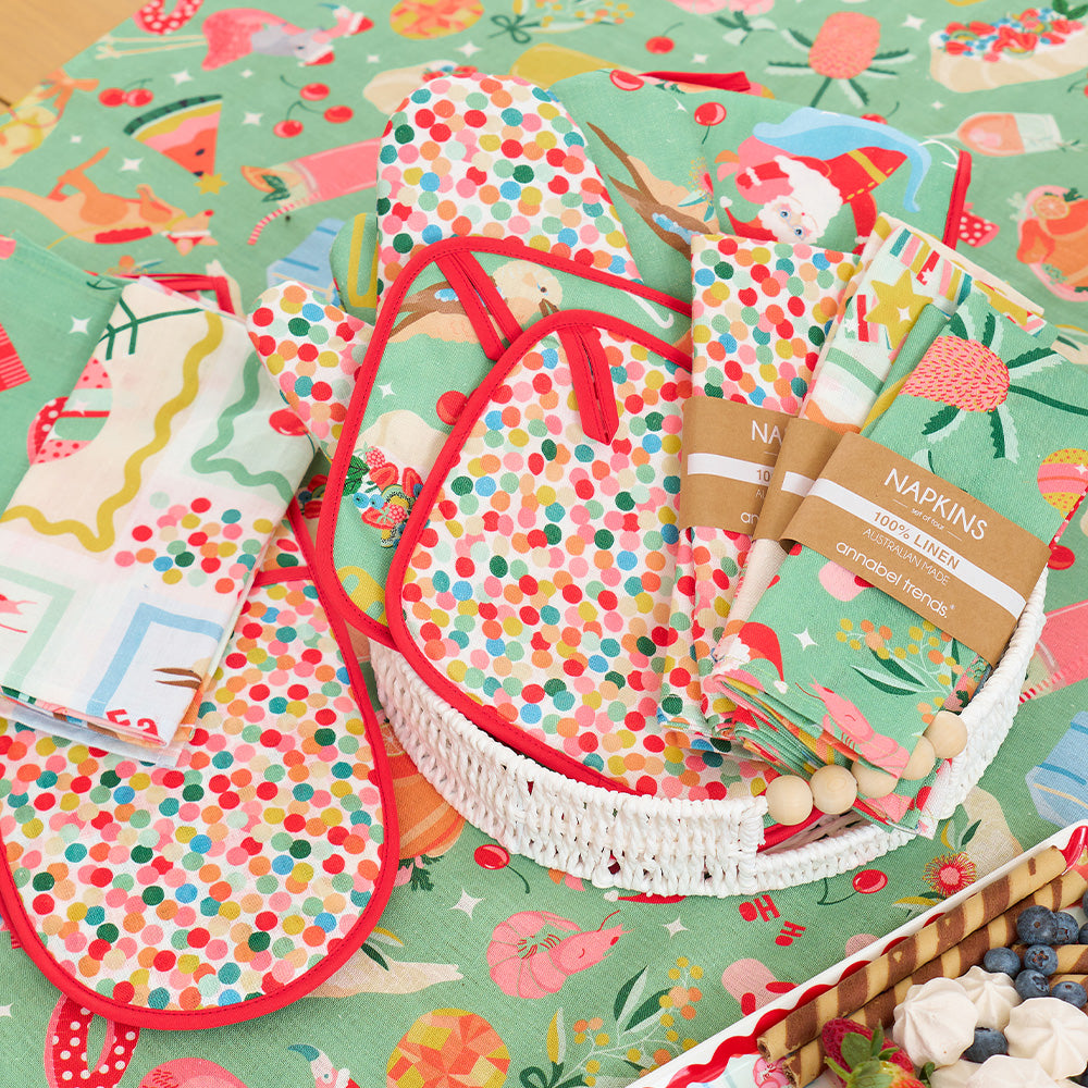 Christmas Holiday - Apron - Holiday Green - Napkins - Tablecloth - tea towel - stockings