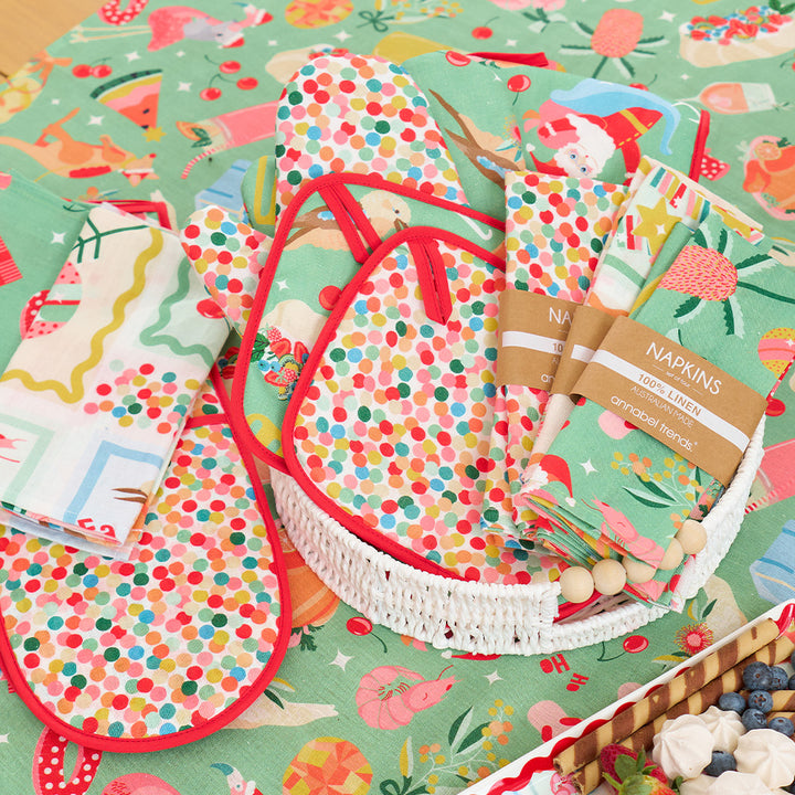 Christmas Holiday - Apron - Holiday Green - Napkins - Tablecloth - tea towel - stockings