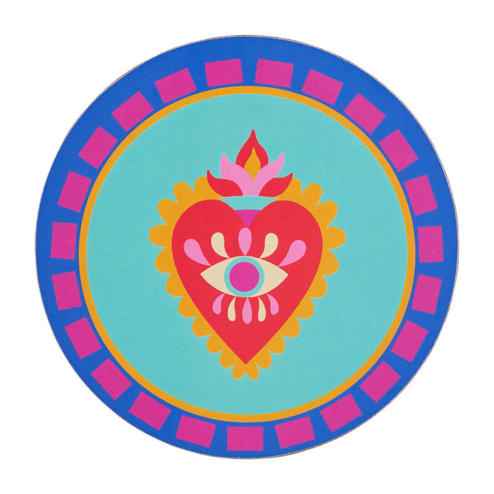 Annabel Trends Cork backed Coasters in Fiesta - box of 6 coasters