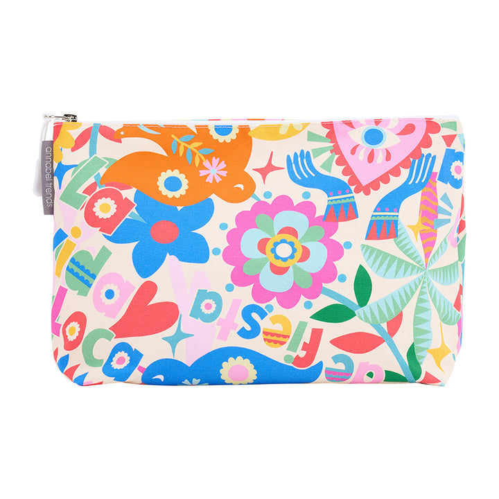 Annabel Trends Cotton Large Cosmetic Bag in Fiesta design by Rachel Lee