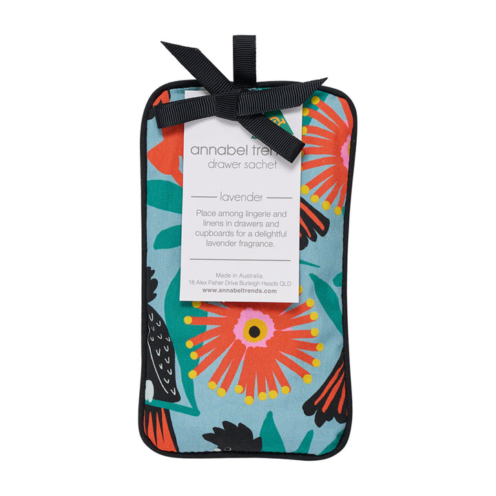 Annabel Trends cotton Drawer sachet Lavendar filled in black cockatoo print