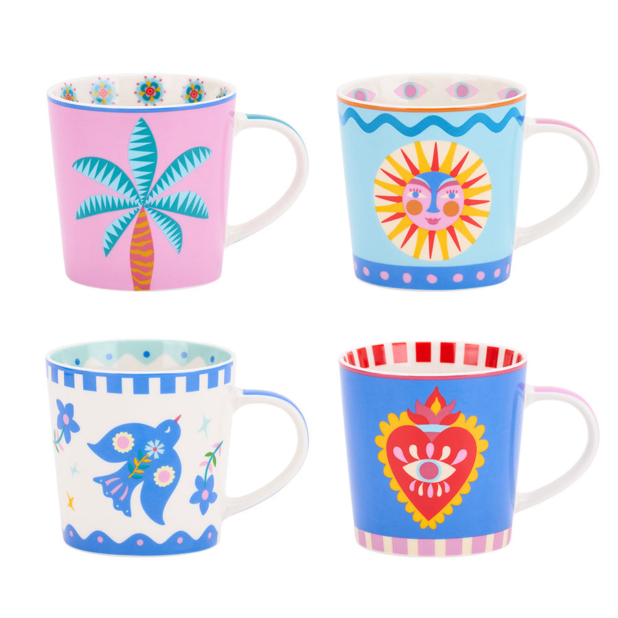 Annable Trends assorted coffee mugs in Fiesta vibes design