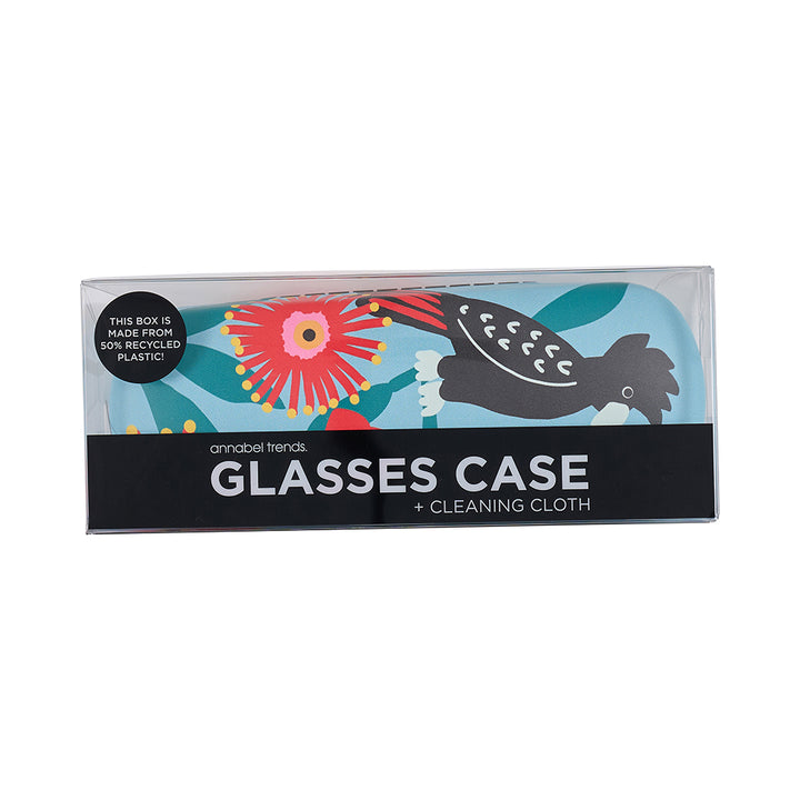 Annabel Trends Glasses Case Combo with Cleaning Cloth in Black Cockatoo