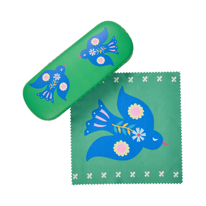 Annabel Trends Glasses Case Combo with Cleaning Cloth in Fiesta Bird