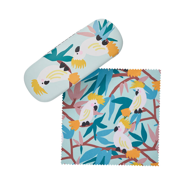 Annabel Trends Glasses Case Combo with Cleaning Cloth in White Cockatoo