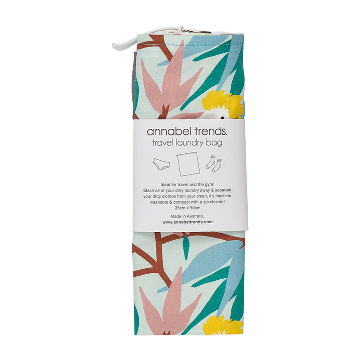 Annabel Trends Cotton Laundry Bag in White Cockatoo print