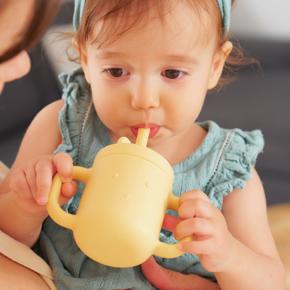 Silicone Sippi bear cup lemon