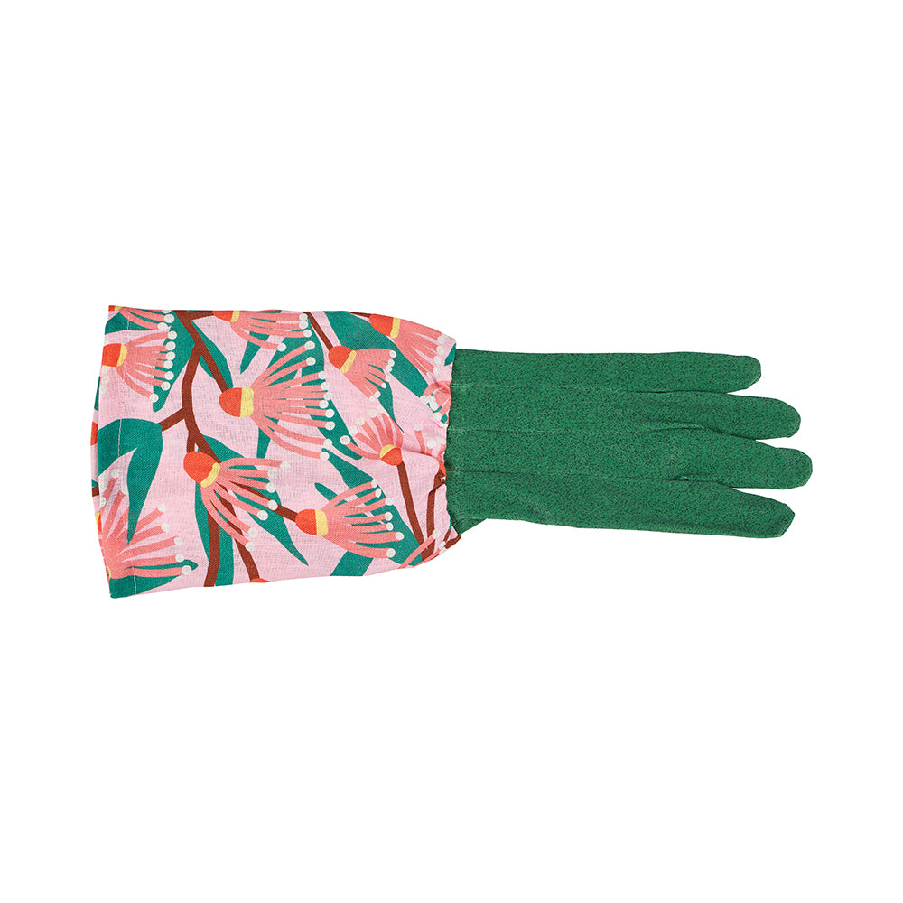 Annabel Trends Linen Long Sleeve Graden Gloves in blossom branches print